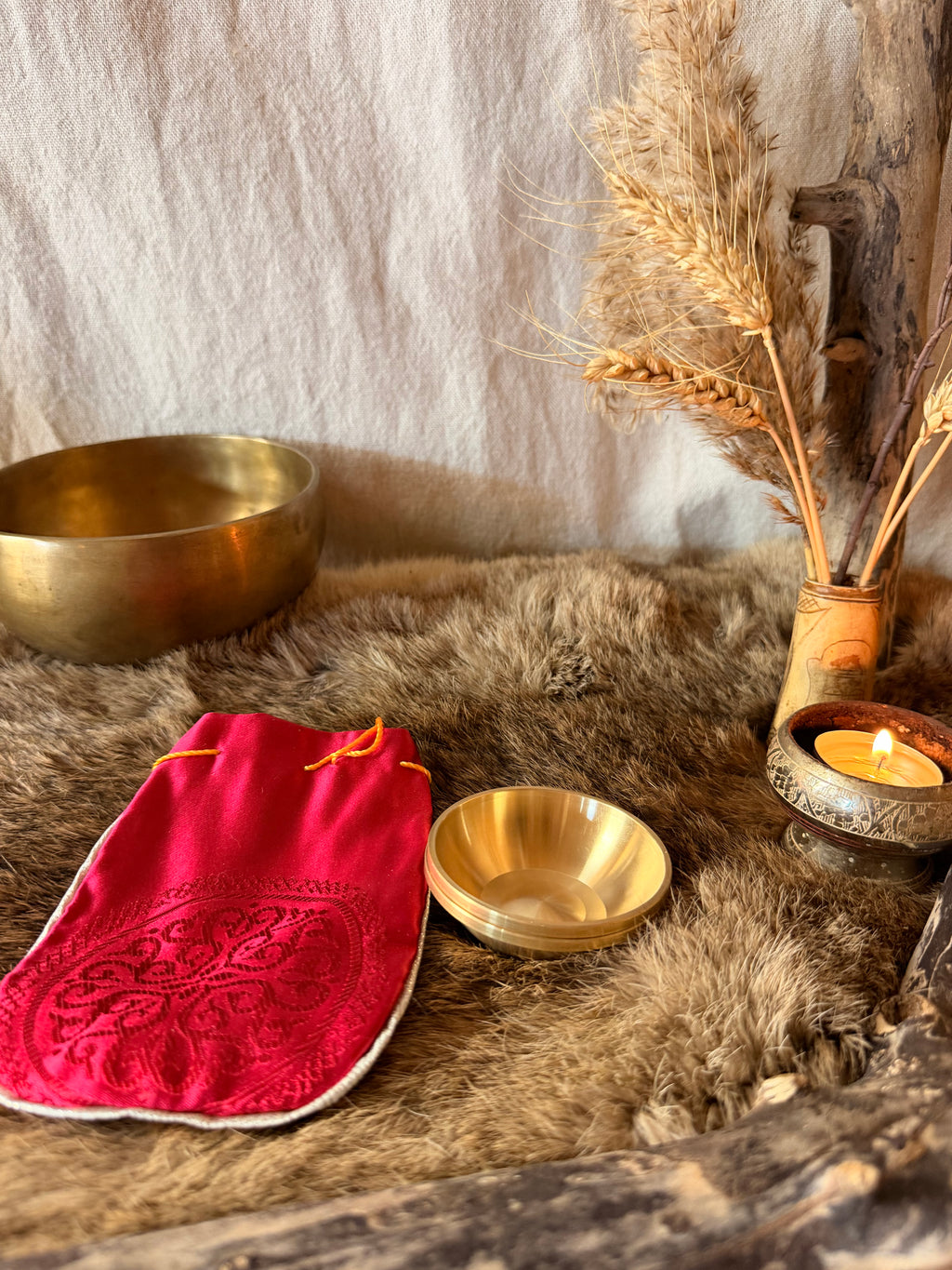 Kit bol d'offrande mongol en laiton