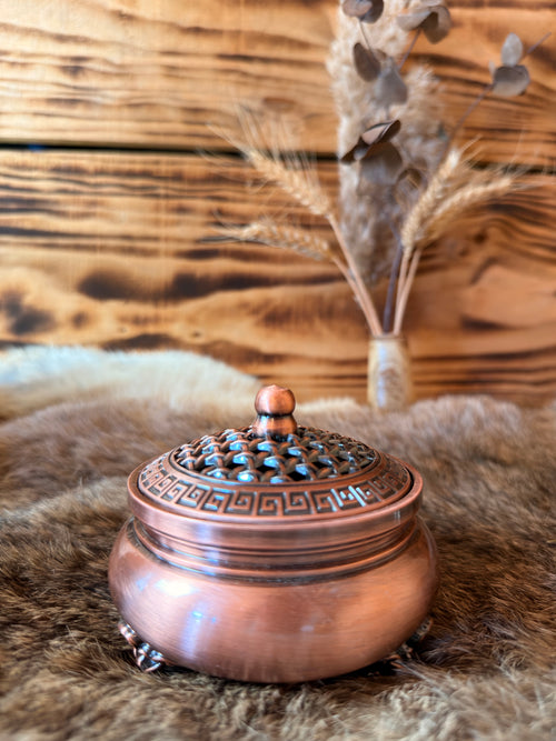 Brûleur à encens en métal – Finition Laiton ou cuivre ancien