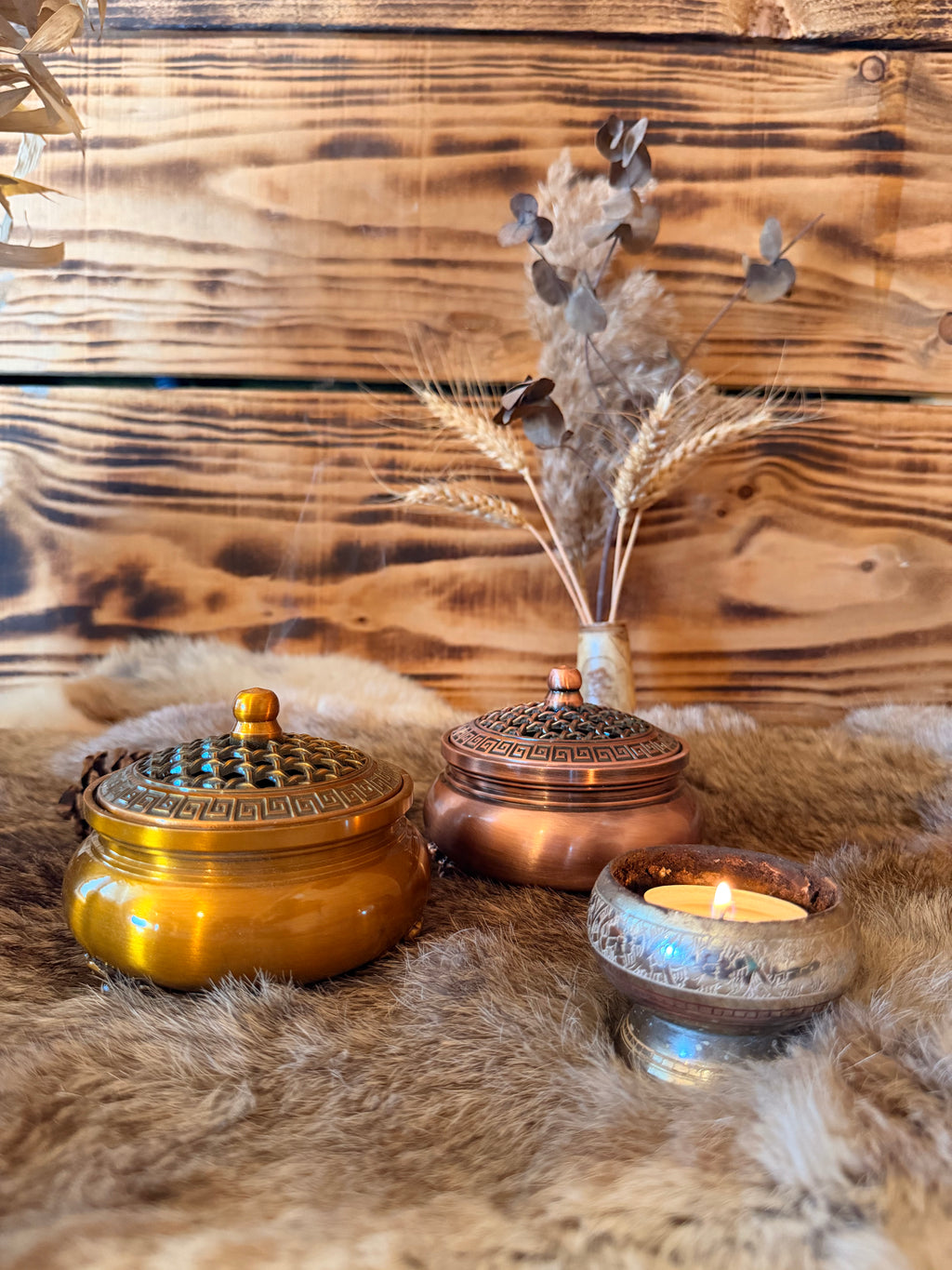 Brûleur à encens en métal – Finition Laiton ou cuivre ancien