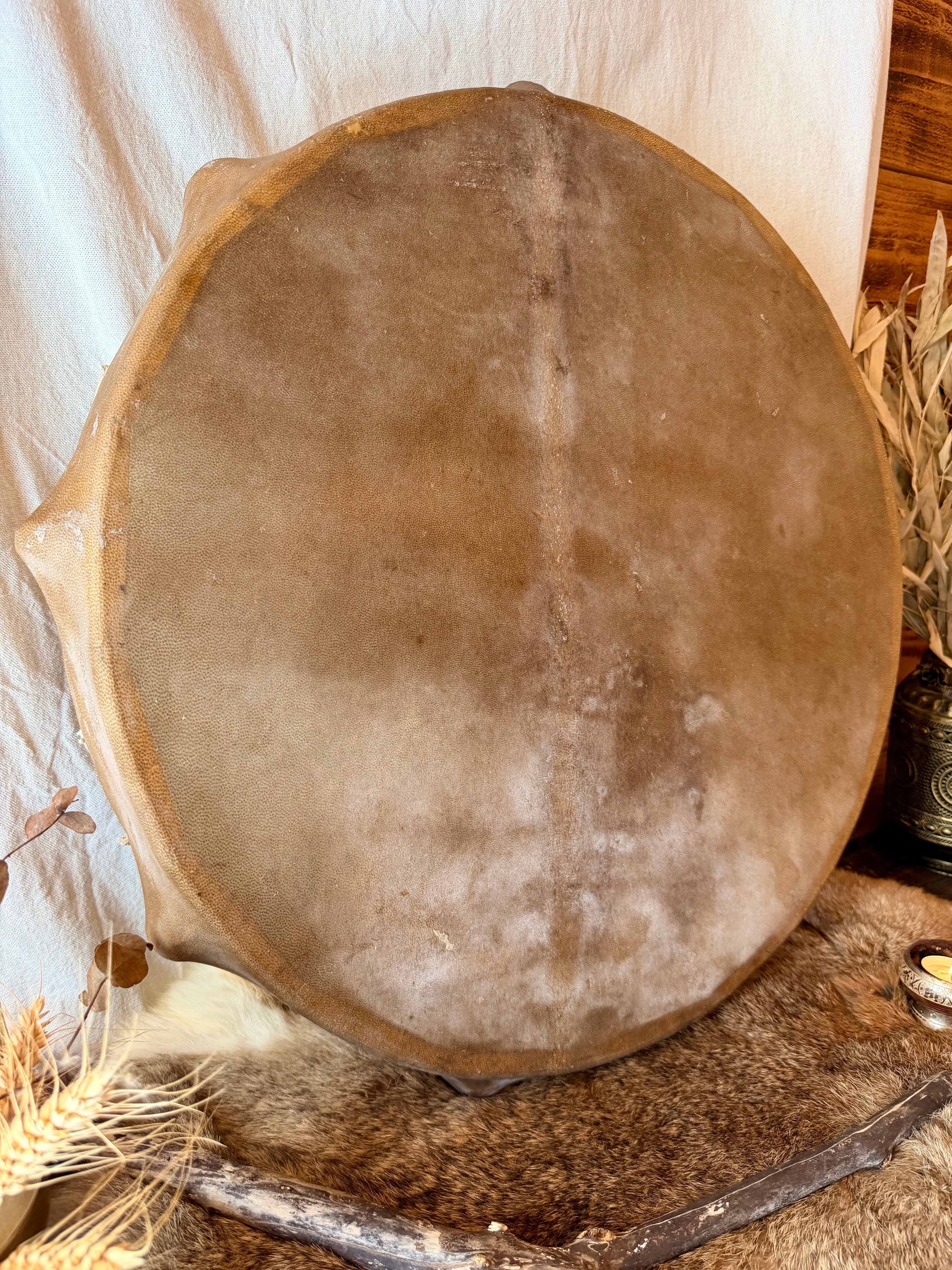 Tambour chamanique mongol en peau de chèvre