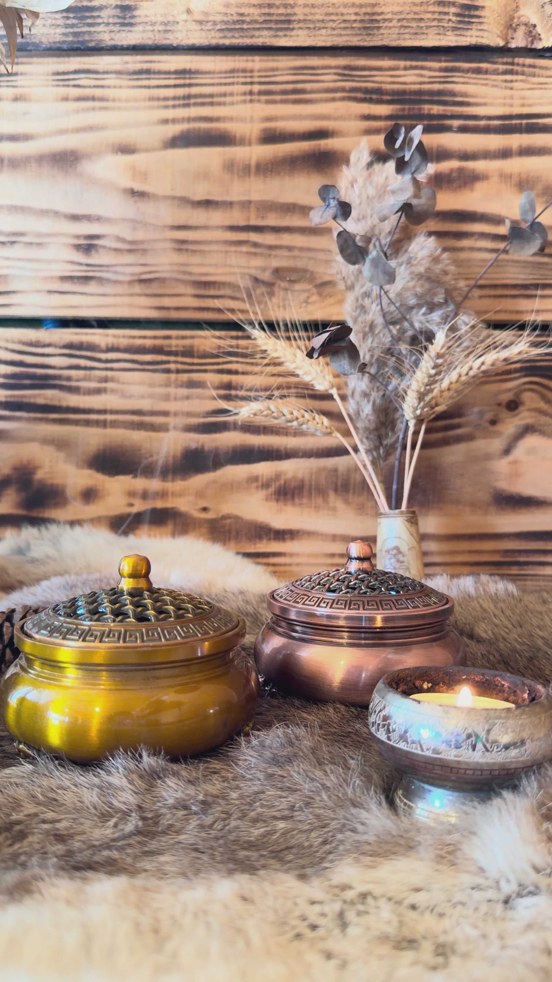 Brûleur à encens en métal – Finition Laiton ou cuivre ancien